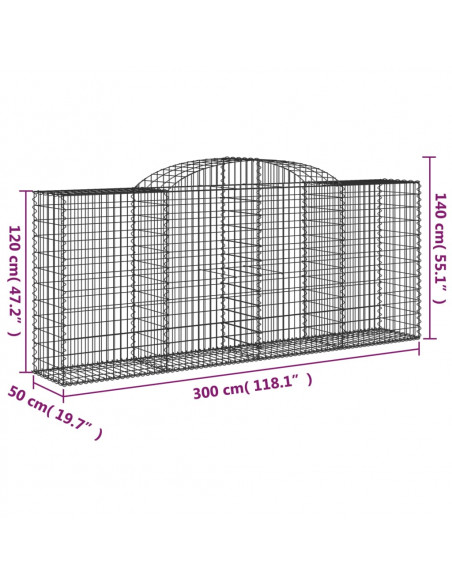 Cesti Gabbioni ad Arco 2 pz 300x50x120/140 cm Ferro Zincato