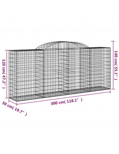 Cesti Gabbioni ad Arco 5 pz 300x50x120/140 cm Ferro Zincato