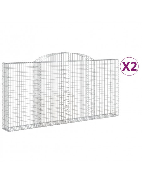Cesti Gabbioni ad Arco 2 pz 300x30x140/160 cm Ferro Zincato