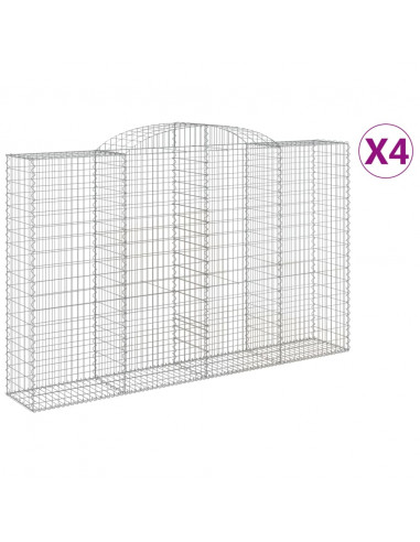 Cesti Gabbioni ad Arco 4 pz 300x50x180/200 cm Ferro Zincato