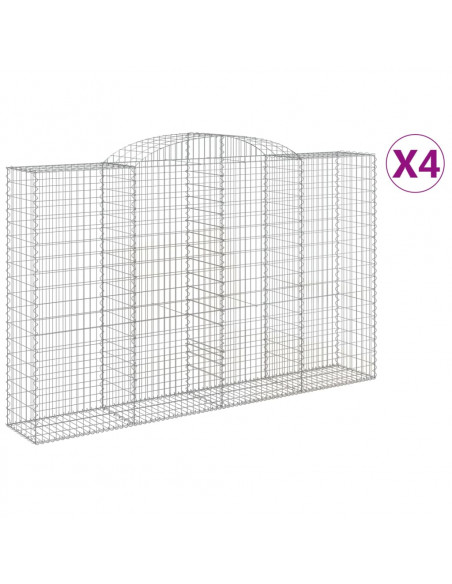 Cesti Gabbioni ad Arco 4 pz 300x50x180/200 cm Ferro Zincato