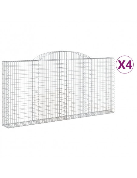 Cesti Gabbioni ad Arco 4 pz 300x30x140/160 cm Ferro Zincato