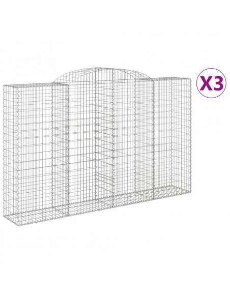 Cesti Gabbioni ad Arco 3 pz 300x50x180/200 cm Ferro Zincato