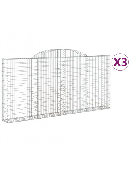 Cesti Gabbioni ad Arco 3 pz 300x30x140/160 cm Ferro Zincato