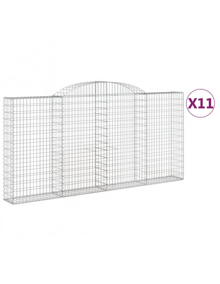 Cesti Gabbioni ad Arco 11 pz 300x30x140/160 cm Ferro Zincato