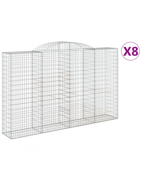 Cesti Gabbioni ad Arco 8 pz 300x50x180/200 cm Ferro Zincato