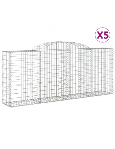 Cesti Gabbioni ad Arco 5 pz 300x50x120/140 cm Ferro Zincato