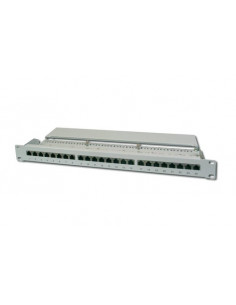 DIGITUS PANNELLO PATCH 19" SCHERMATO 16 PORTE 8 POLI RJ45 PER RETI CATEGORIA 6 - 1 UNITA GRIGIO