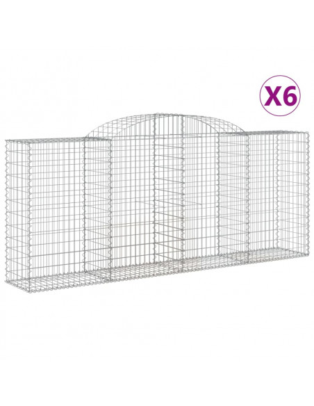 Cesti Gabbioni ad Arco 6 pz 300x50x120/140 cm Ferro Zincato
