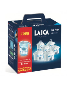 Caraffa filtrante Laica J996010 Kit con 6 filtri Bi Flux Trasparente e