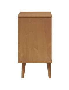 Comodino Marrone MOLDE 40x35x65 cm in Legno Massello di Pino