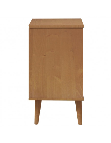 Comodino Marrone MOLDE 40x35x65 cm in Legno Massello di Pino