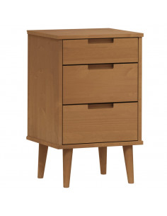 Comodino Marrone MOLDE 40x35x65 cm in Legno Massello di Pino 2