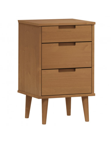 Comodino Marrone MOLDE 40x35x65 cm in Legno Massello di Pino