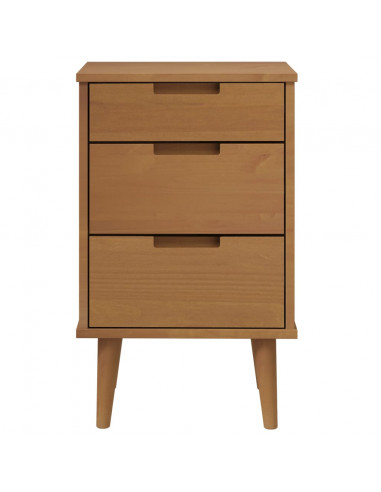 Comodino Marrone MOLDE 40x35x65 cm in Legno Massello di Pino
