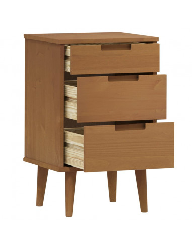 Comodino Marrone MOLDE 40x35x65 cm in Legno Massello di Pino