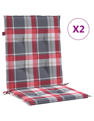 Cuscini per Sedia 2 pz a Quadri Rossi 100x50x3cm Tessuto Oxford
