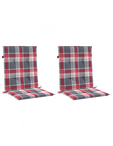 Cuscini per Sedia 2 pz a Quadri Rossi 100x50x3cm Tessuto Oxford