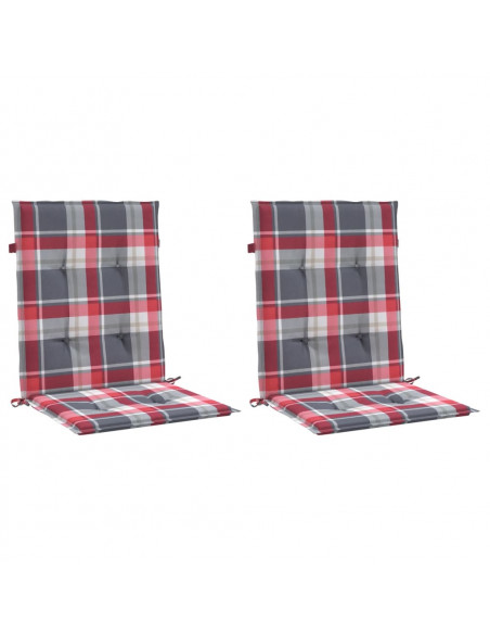 Cuscini per Sedia 2 pz a Quadri Rossi 100x50x3cm Tessuto Oxford