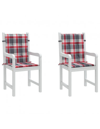 Cuscini per Sedia 2 pz a Quadri Rossi 100x50x3cm Tessuto Oxford