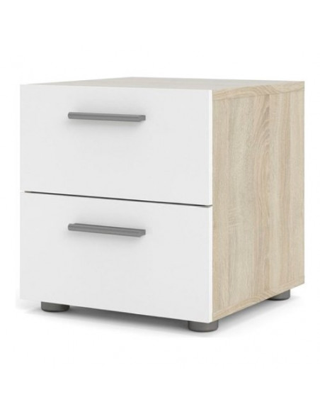 Comodino Tvilum 70500AKUU PEPE Rovere e Bianco lucido Rovere e Bianco
