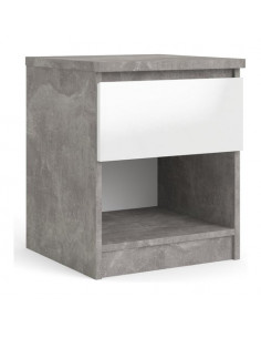 Comodino Tvilum 76238GXUU NAIA Ossido cemento e Bianco lucido Ossido c