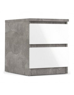 Comodino Tvilum 76230GXUU NAIA Ossido cemento e Bianco lucido Ossido c