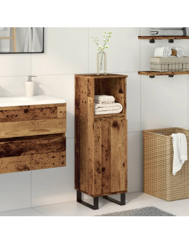 Armadietto da Bagno Legno Antico 30x30x100 cm in Truciolato