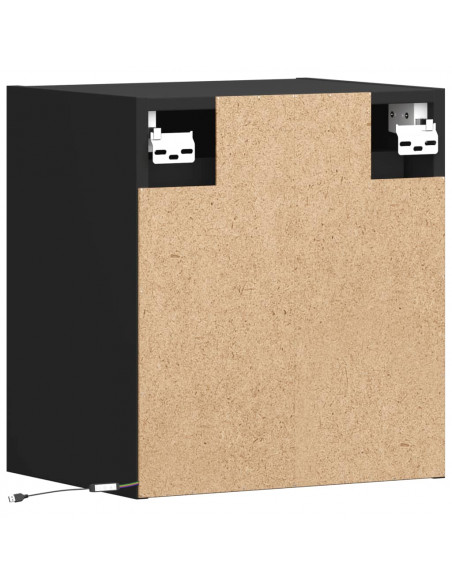 Comodino a Parete con Luci LED Nero