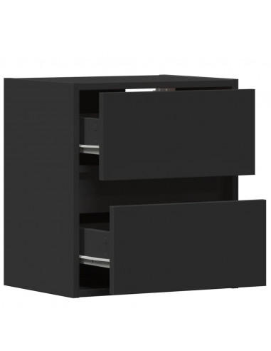 Comodino a Parete con Luci LED Nero