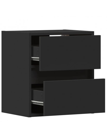 Comodino a Parete con Luci LED Nero