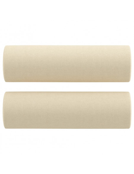 Divano a 3 Posti con Cuscini Crema 180 cm in Tessuto