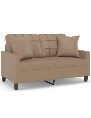 Divano a 2 Posti con Cuscini Cappuccino 120 cm in Similpelle