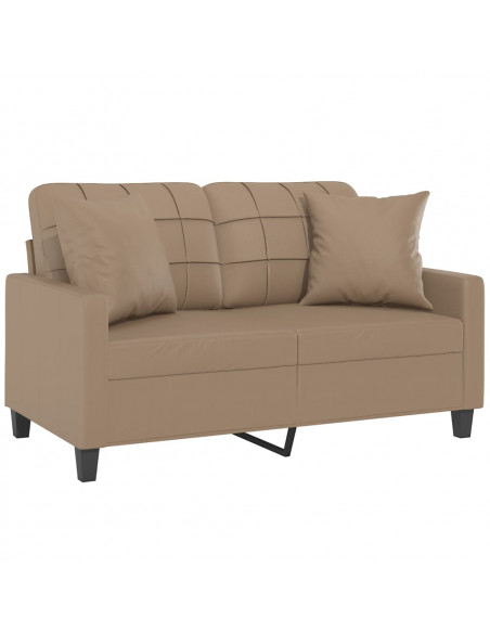 Divano a 2 Posti con Cuscini Cappuccino 120 cm in Similpelle