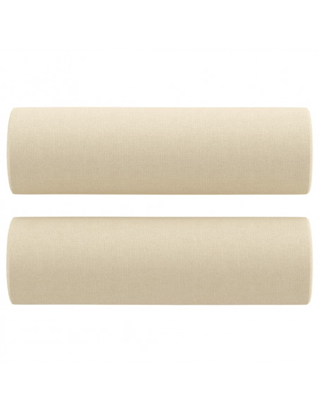 Divano a 2 Posti con Cuscini Crema 140 cm in Tessuto