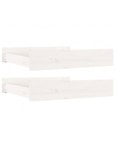 Cassettoni da Letto 2 pz Bianchi in Legno Massello di Pino