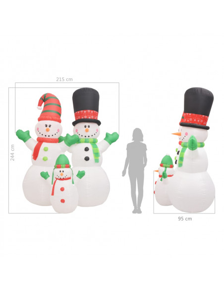Famiglia Pupazzi di Neve Natalizi Gonfiabili con LED IP44 240cm
