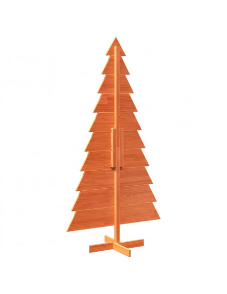 Albero di Natale Marrone Cera 180 cm in Legno Massello di Pino