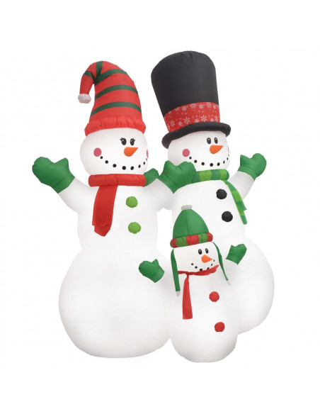 Famiglia Pupazzi di Neve Natalizi Gonfiabili con LED IP44 240cm