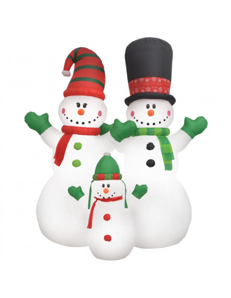 Famiglia Pupazzi di Neve Natalizi Gonfiabili con LED IP44 240cm