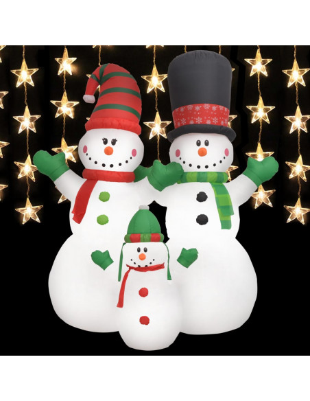 Famiglia Pupazzi di Neve Natalizi Gonfiabili con LED IP44 240cm