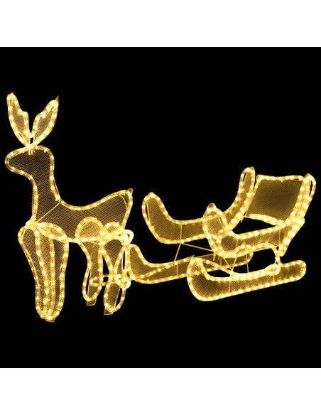 Decorazione Luminosa Natalizia Slitta e Renna con Rete 432 LED