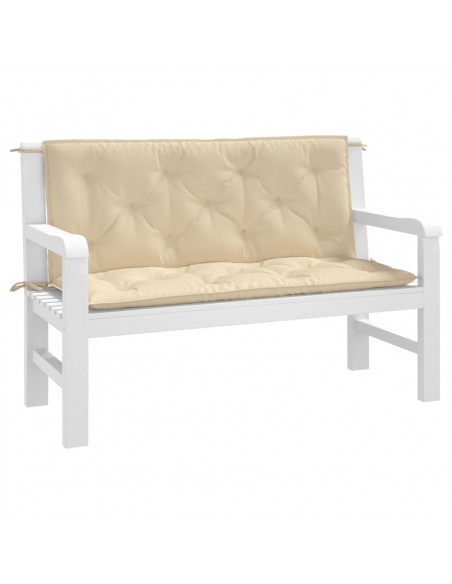 Cuscini Panca da Giardino 2pz Beige 120x50x7 cm Tessuto Oxford