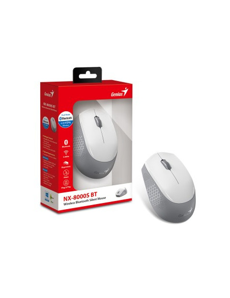 GENIUS MOUSE WIR. NX-8000S BT DUO WIRELESS (BT 5.3+2.4Ghz) WHITE/GRAY