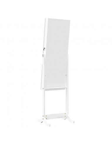 Armadio Portagioie Specchio Autoportante Bianco 42x38x152 cm