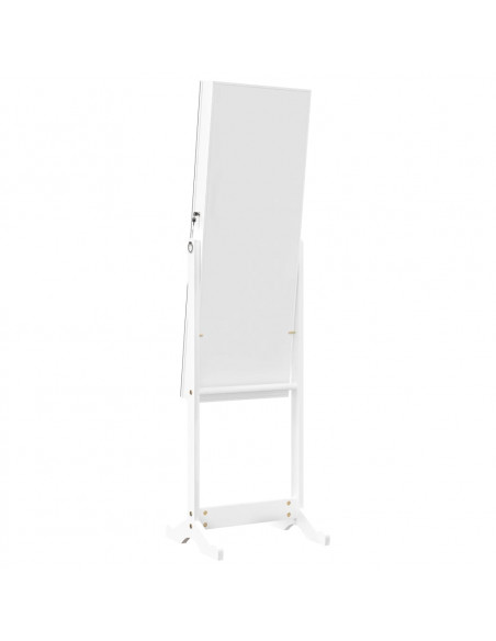 Armadio Portagioie Specchio Autoportante Bianco 42x38x152 cm