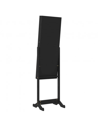 Armadio Portagioie Specchio Autoportante Nero 42x38x152 cm