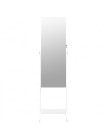 Armadio Portagioie Specchio Autoportante Bianco 42x38x152 cm