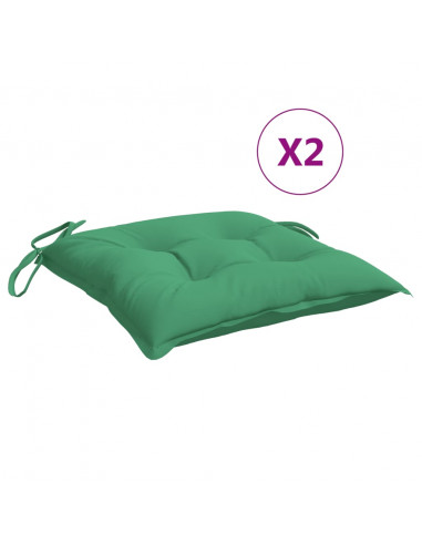 Cuscini per Sedia 2 pz Verdi 40x40x7 cm in Tessuto Oxford
