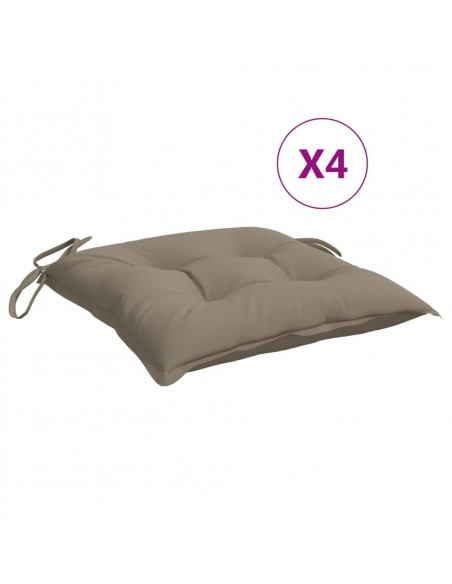 Cuscini per Sedia 4 pz Tortora 40x40x7 cm in Tessuto Oxford